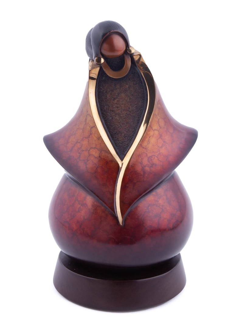 Kim Seyesnem Obruzt, Juniper, Bronze Casting Sculpture: Kim Seyesnem Obruzt (Hopi, 1969 -) Juniper Bronze Casting Sculpture on rotating ebony base Measuring H 12 D 8 in Kim Seyesnem Obruzt is a hugely successful artist from the Hopi Pu