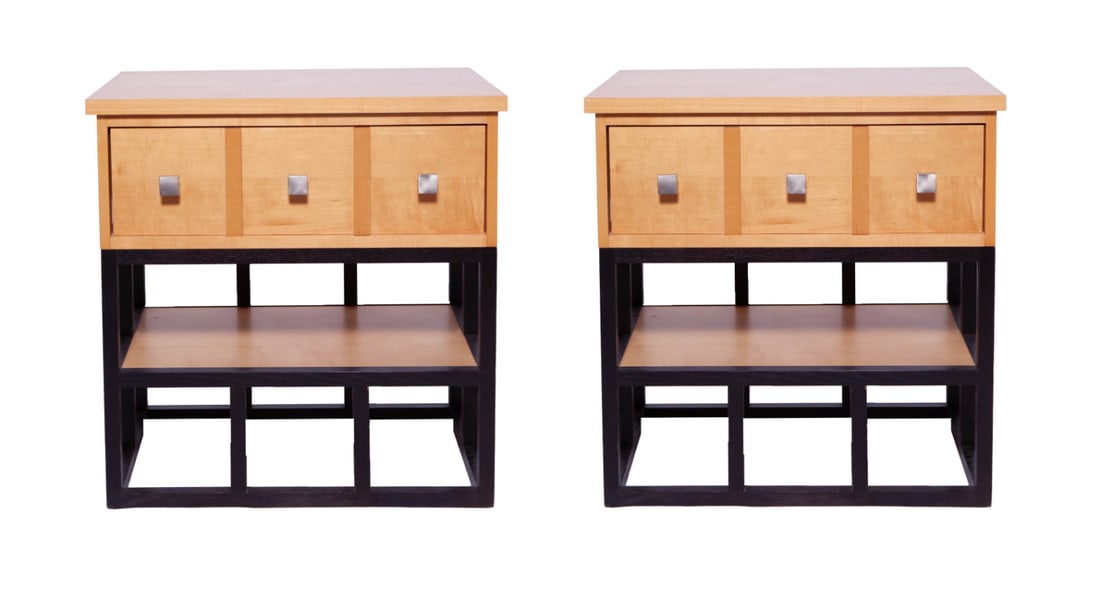 Pair of Modern Accent Light Wood Side Tables (1 of 7)