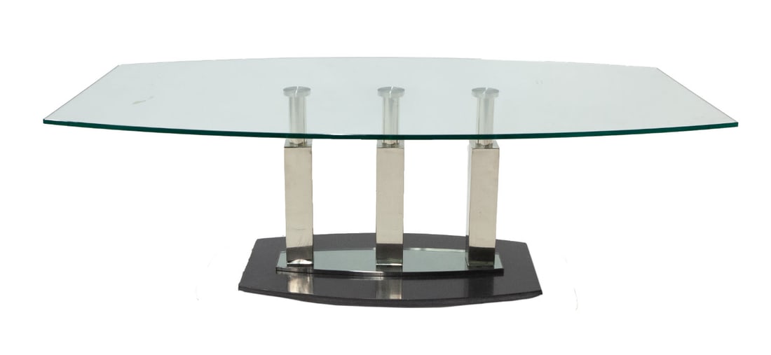 Contemporary Chrome and Glass Cocktail Table (1 of 4)