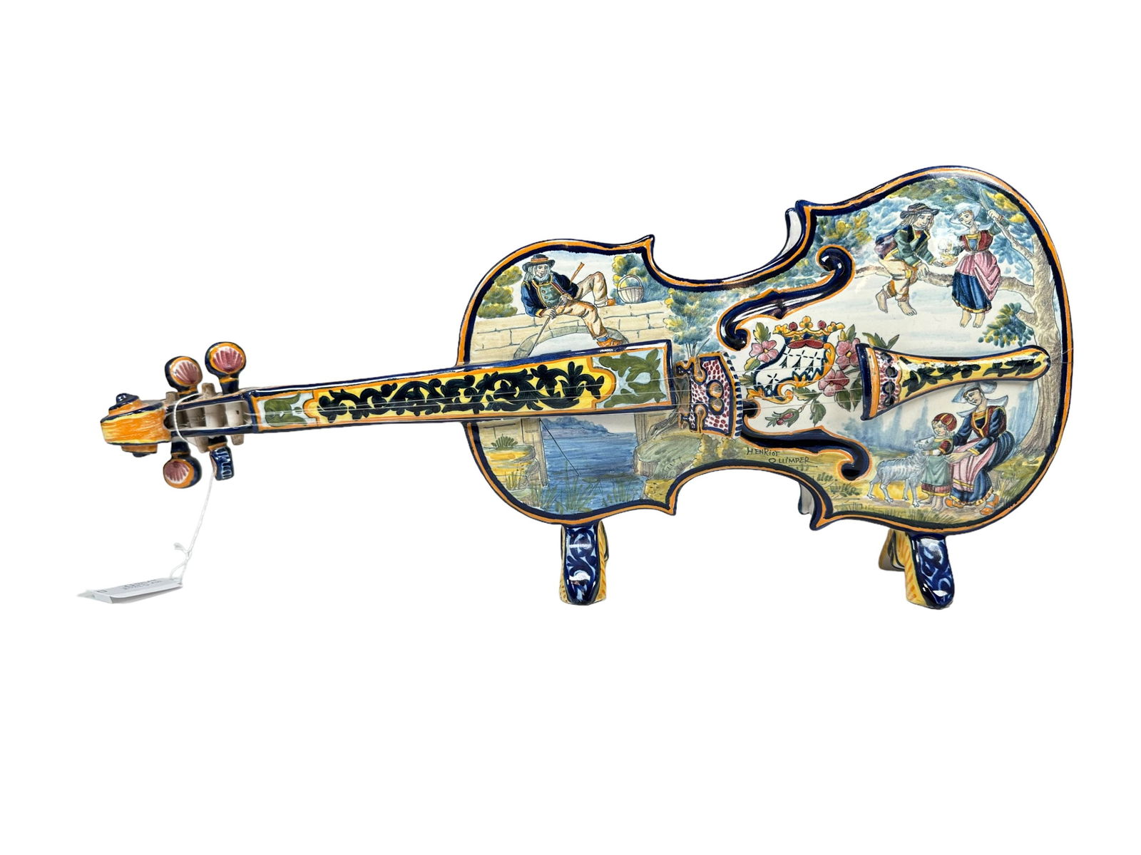 French Faience Quimper Violin Porte Bouquet Flower Vase by Henriot Quimper (1 of 4)