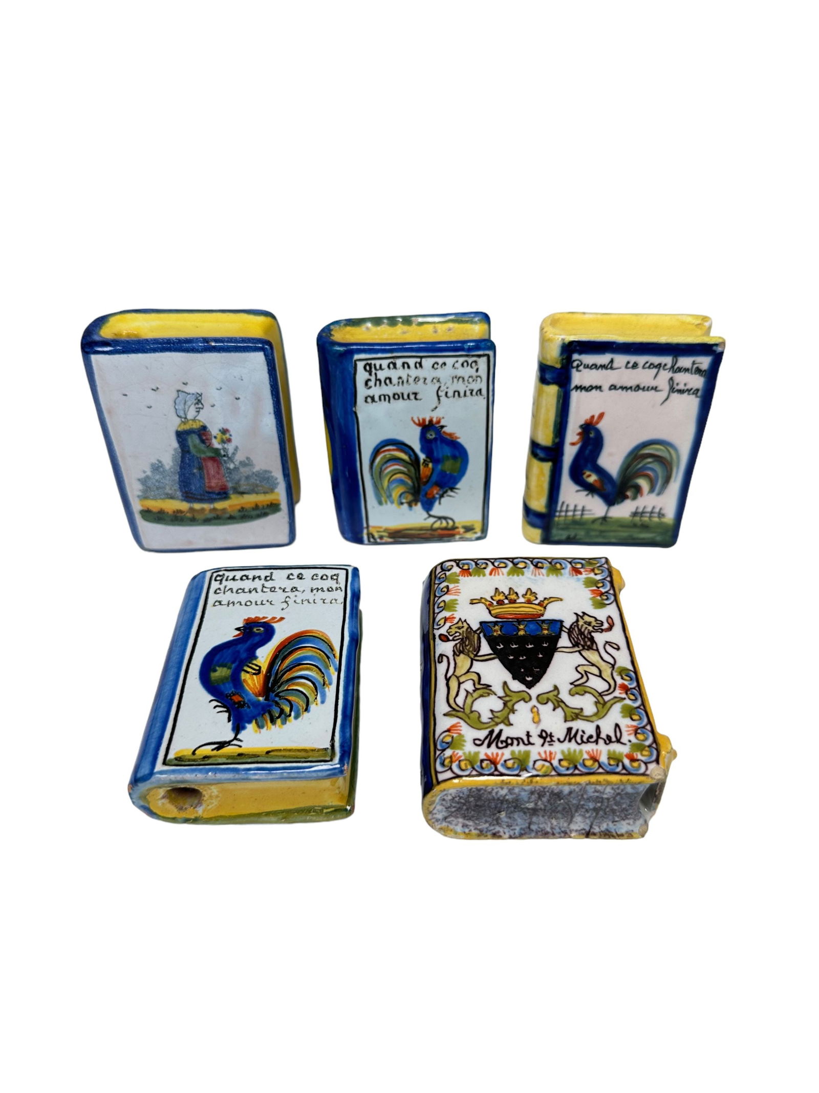 Five Quimper French Faience Secouette In The Shape of Books (1 of 3)