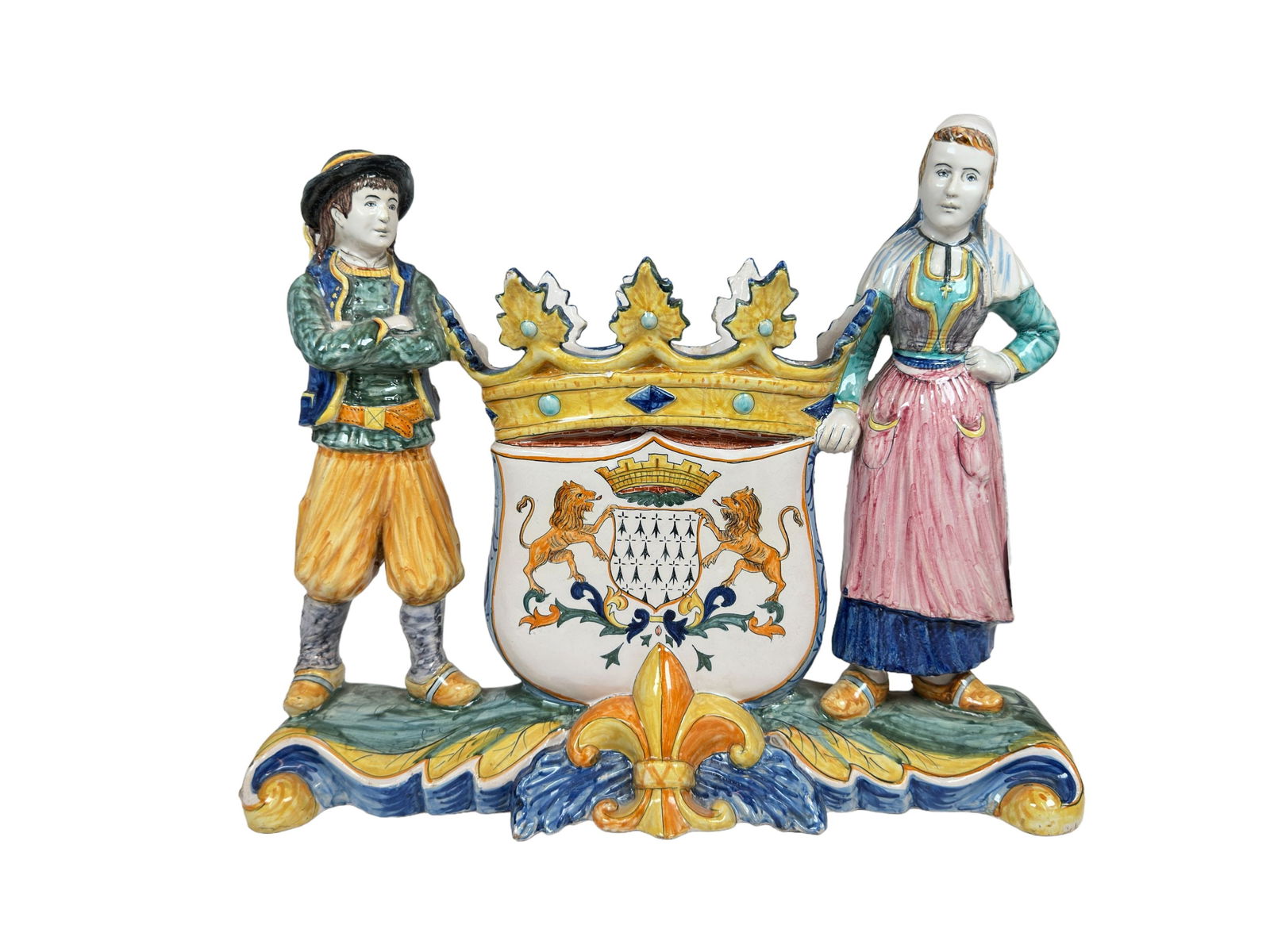 Large French Faience Quimper Porte Bouquet Flower Holder Planter by Henriot Quimper (1 of 6)