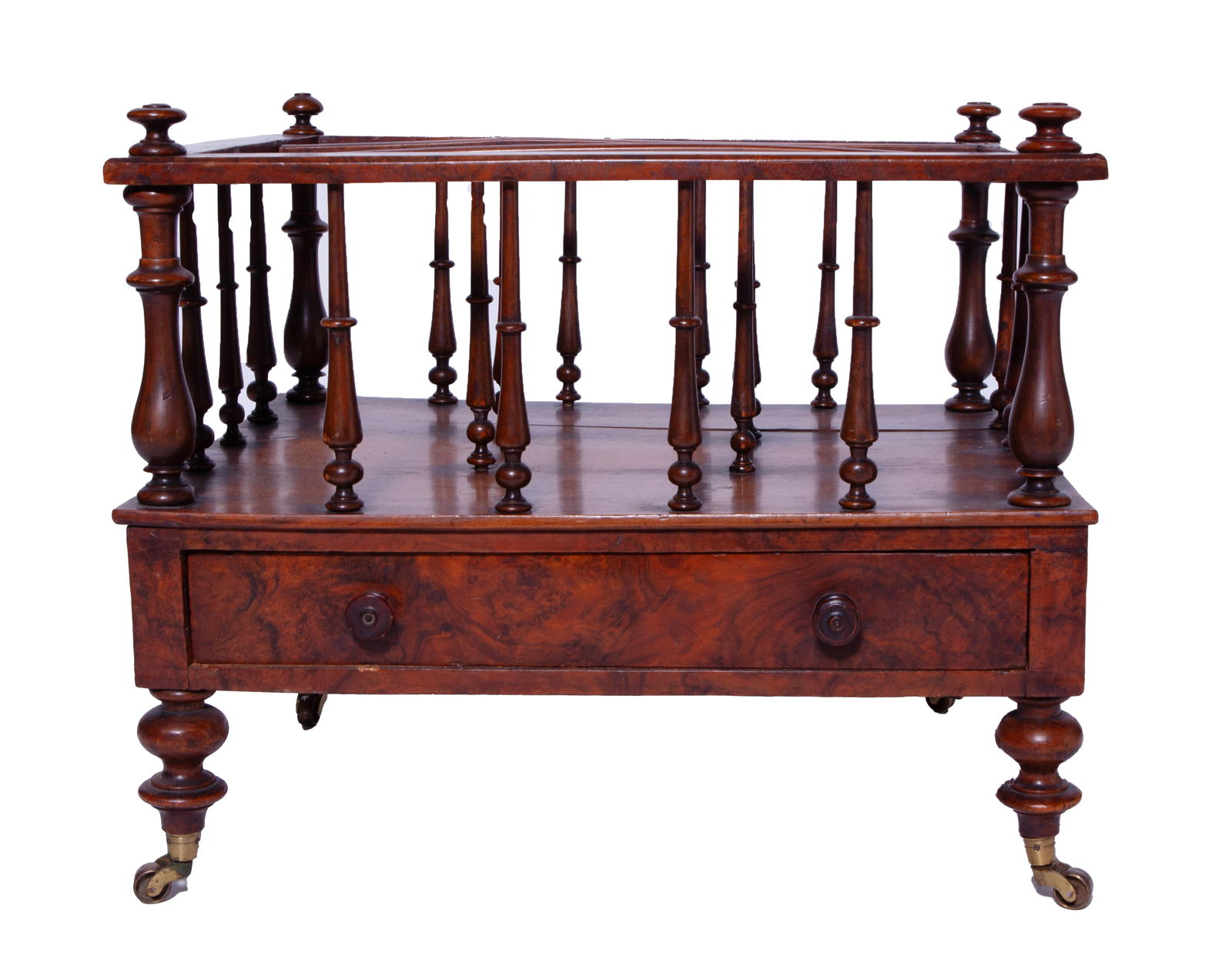 Antique Victorian Figured Walnut Magazine Stand (1 of 6)