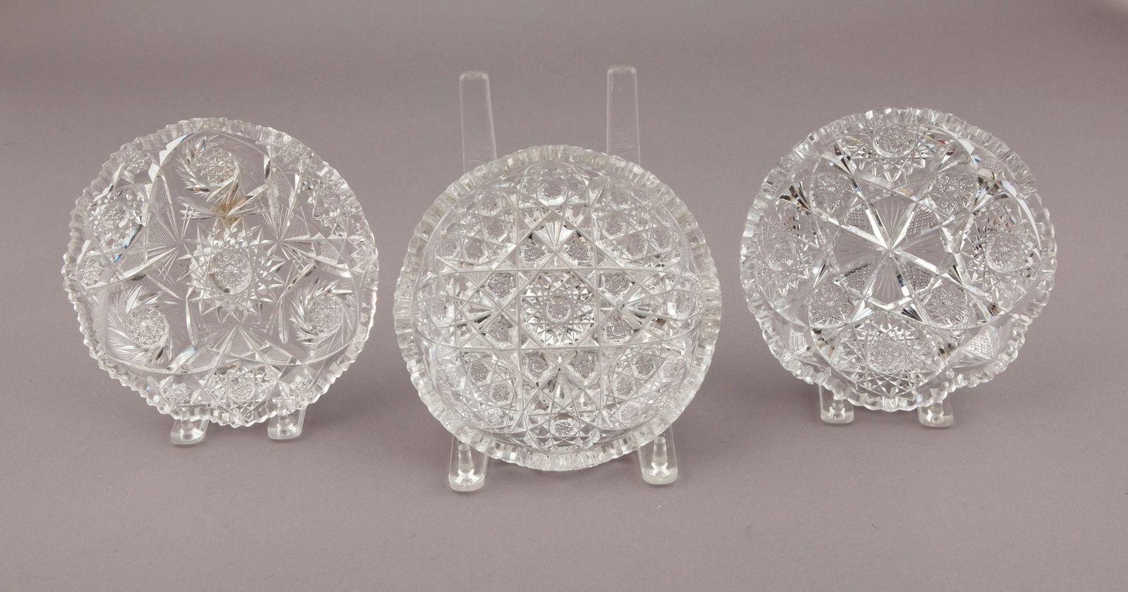 Set of Three American Brilliant Cut Candy Dishes (1 of 12)
