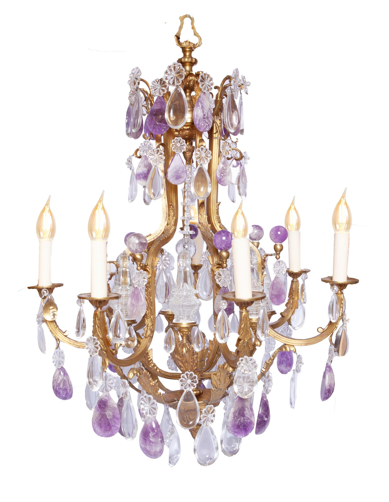 19th Century French Rock Crystal and Amethyst Chandelier (1 of 4)