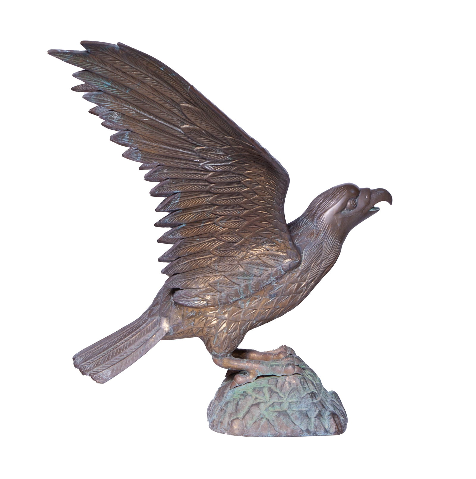 American Federal Style Bronze Sculpture: Federal style bronze sculpture of a flying eagle. Unsigned. Measuring H 26 W 37 D 20 in In good condition. Provenance: Private collection of Floyd and Beverly Sherman No reserve