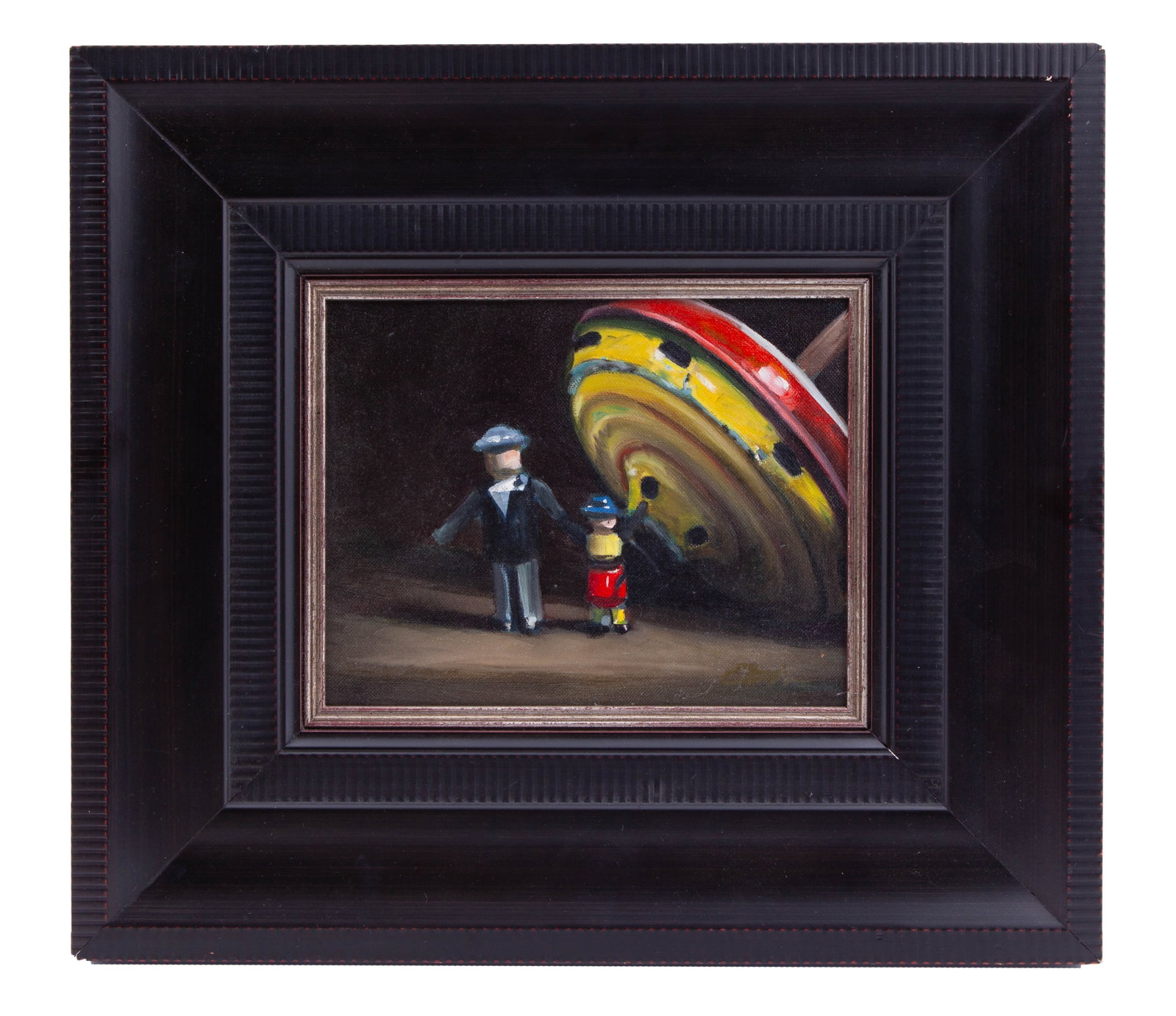 Brad Overton, Under The Big Top, Oil on Canvas: Brad Overton (American) Under The Big Top Oil on canvas, measuring H 8 W 10 On a black wooden frame, measuring H 15 x 17 in Provenance: Phillips Gallery, South Salt Lake City. Private Collector