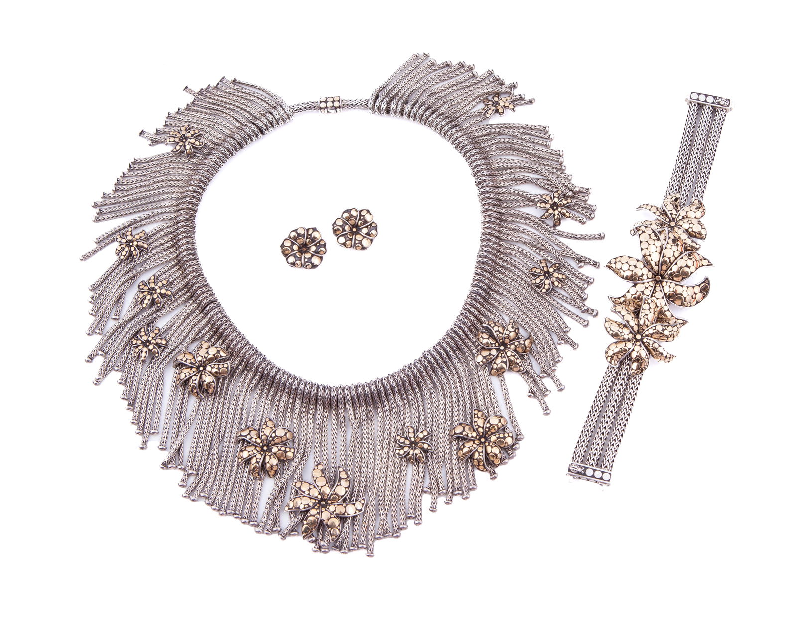 John Hardy Ayu Dot Necklace, Bracelet and earrings Set in Sterling And 18KT Gold (1 of 10)