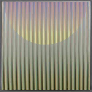 Carlos Cruz-Diez, "Couleur Additive - Demi Cercle": Carlos Cruz-Diez, "Couleur Additive - Demi Cercle" acrylic on canvas, from Serie Furru 2, executed in 2000. Titled, dated and signed "Cruz-Diez" on the reverse. With gallery label on the reverse "Gabi