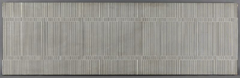 Antonio Asis, "Untitled Composition" oil on panel.: Antonio Asis, "Untitled Composition" oil on panel. Signed and dated on the reverse "Asis 1968". Unframed. Panel: 24.75"H x 80.25"W. Provenance: Galerie Fiftease, Paris, France; Private collection, New