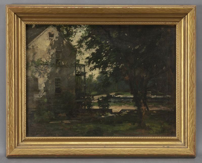 Paul Cornoyer, "Country Home" oil on canvas laid: Paul Cornoyer, "Country Home" oil on canvas laid down on board. Signed lower left "P. Cornoyer". Board: 18"H x 23.75"W; Frame: 23"H x 29"W. Paul Cornoyer (American, 1864-1923) was a New York artist kn