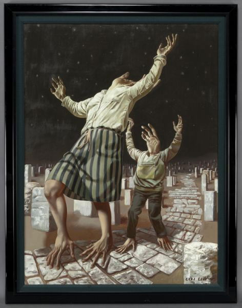 Lui Liu, "An Evening Stroll on a Deserted Path": Lui Liu, "An Evening Stroll on a Deserted Path" oil on canvas, 1995. Signed and dated lower right "Lui Liu 95". Canvas: 48"H x 36"W; Frame: 54.5"H x 42.5"W. Provenance: Acquired directly from the arti