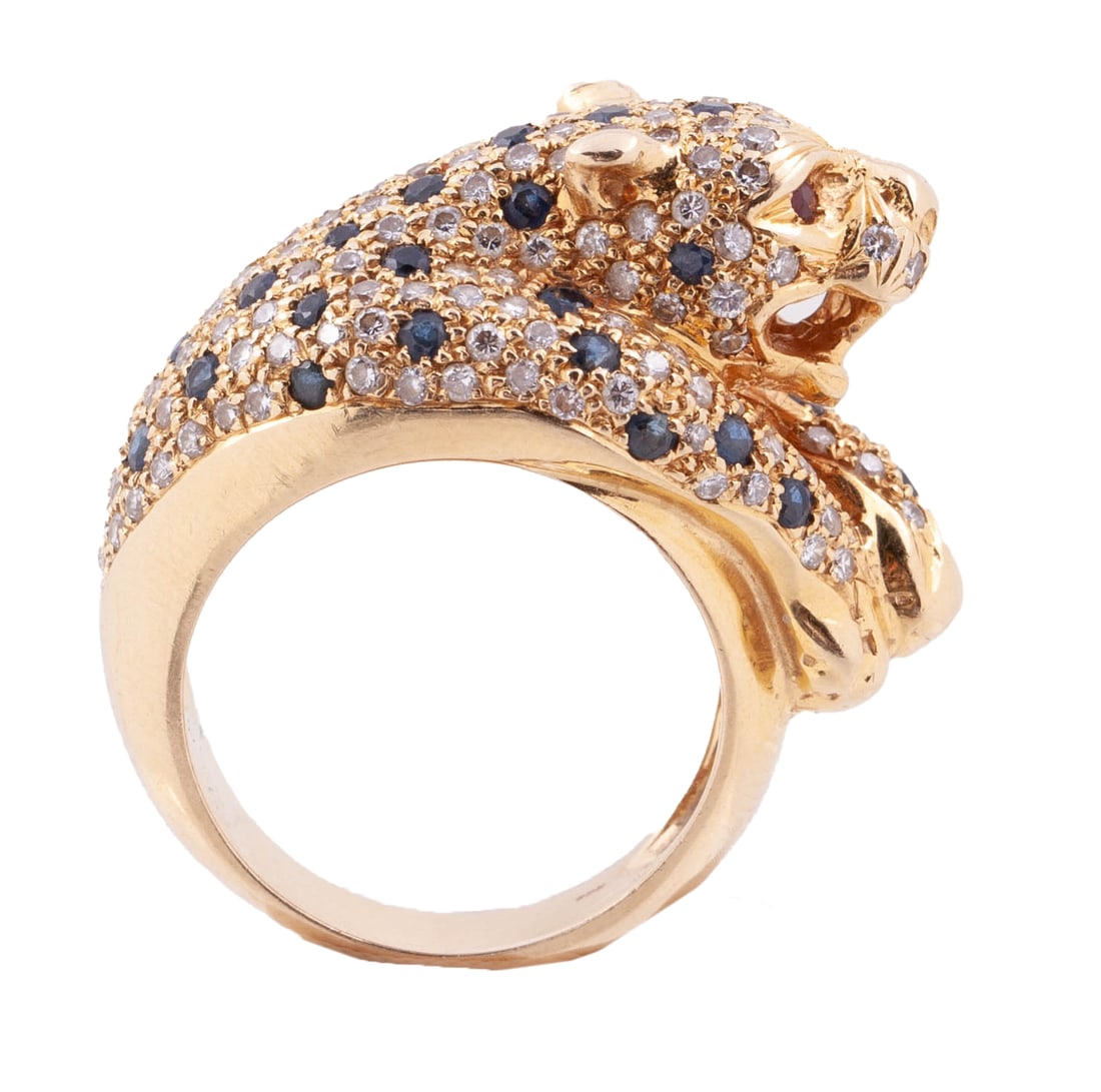 Ladies Diamond And Gold Leopard Cocktail Ring (1 of 7)