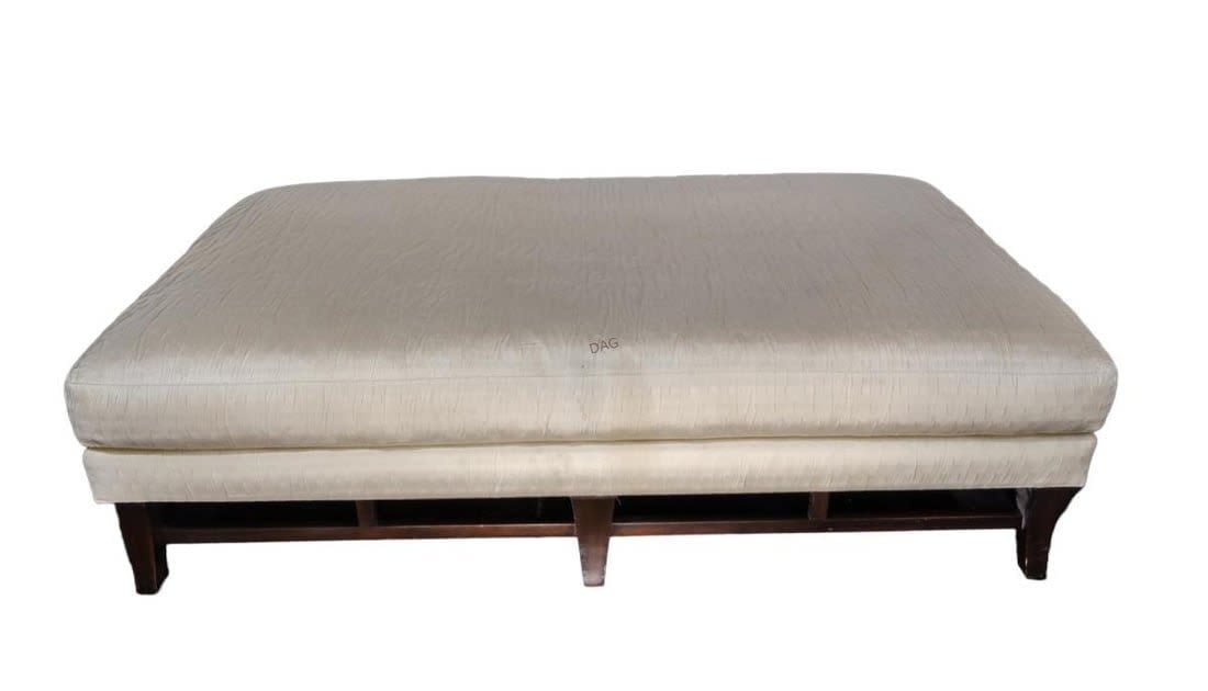 Contemporary Custom Beige Fabric Ottoman (1 of 3)