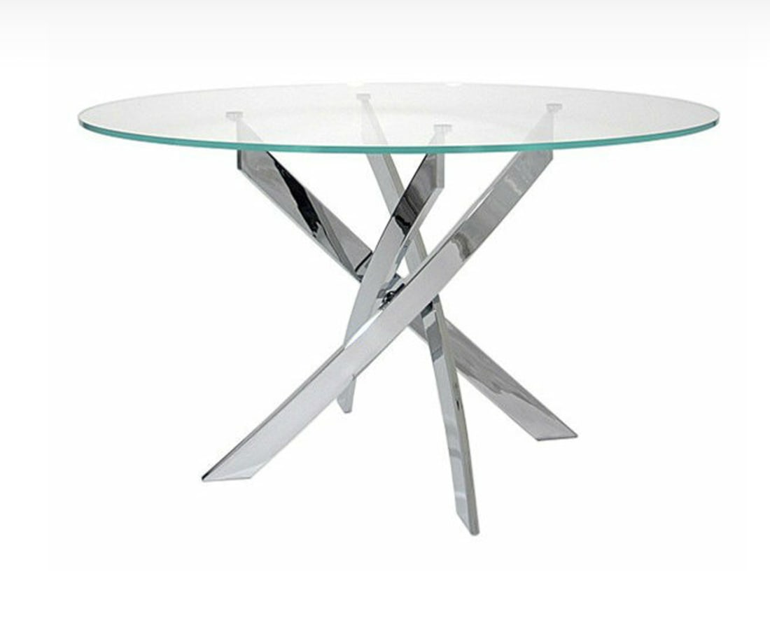 Cantoni Barone Round Chrome and Glass Dining Table (1 of 3)