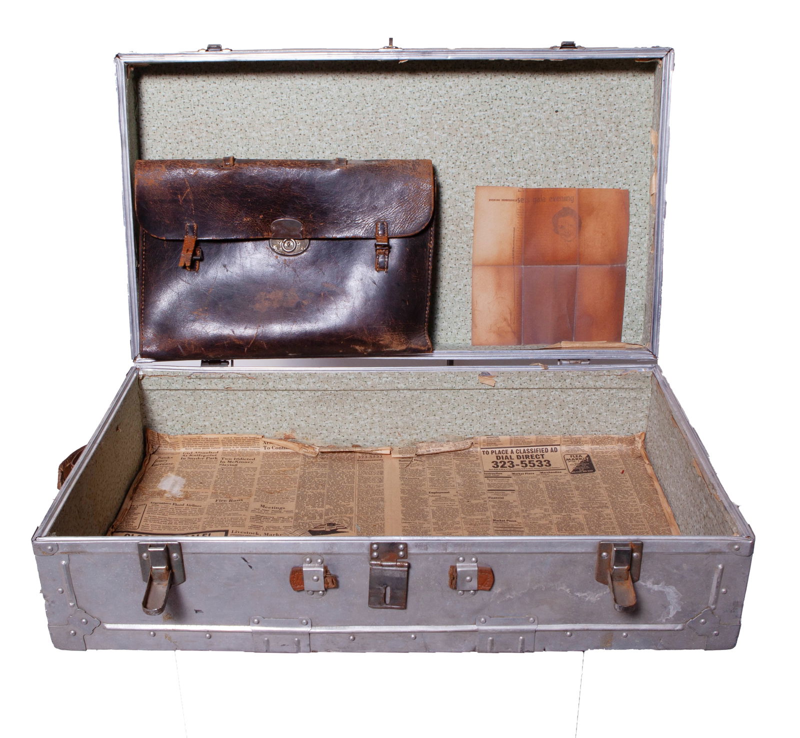 Vintage Metal Flat Top Trunk and Leather Briefcase (1 of 10)