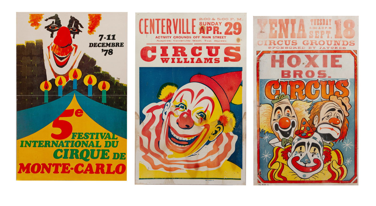 Set of 3 Vintage Festival Posters, Kodak Ektachrome, Circus Williams, Hoxie Bros. Circus (1 of 6)