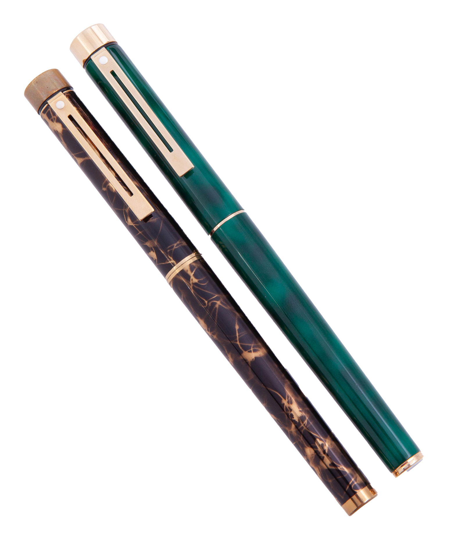 Pair of 14k Gold Nib Scheaffer Marbled Fountain Pens (1 of 4)