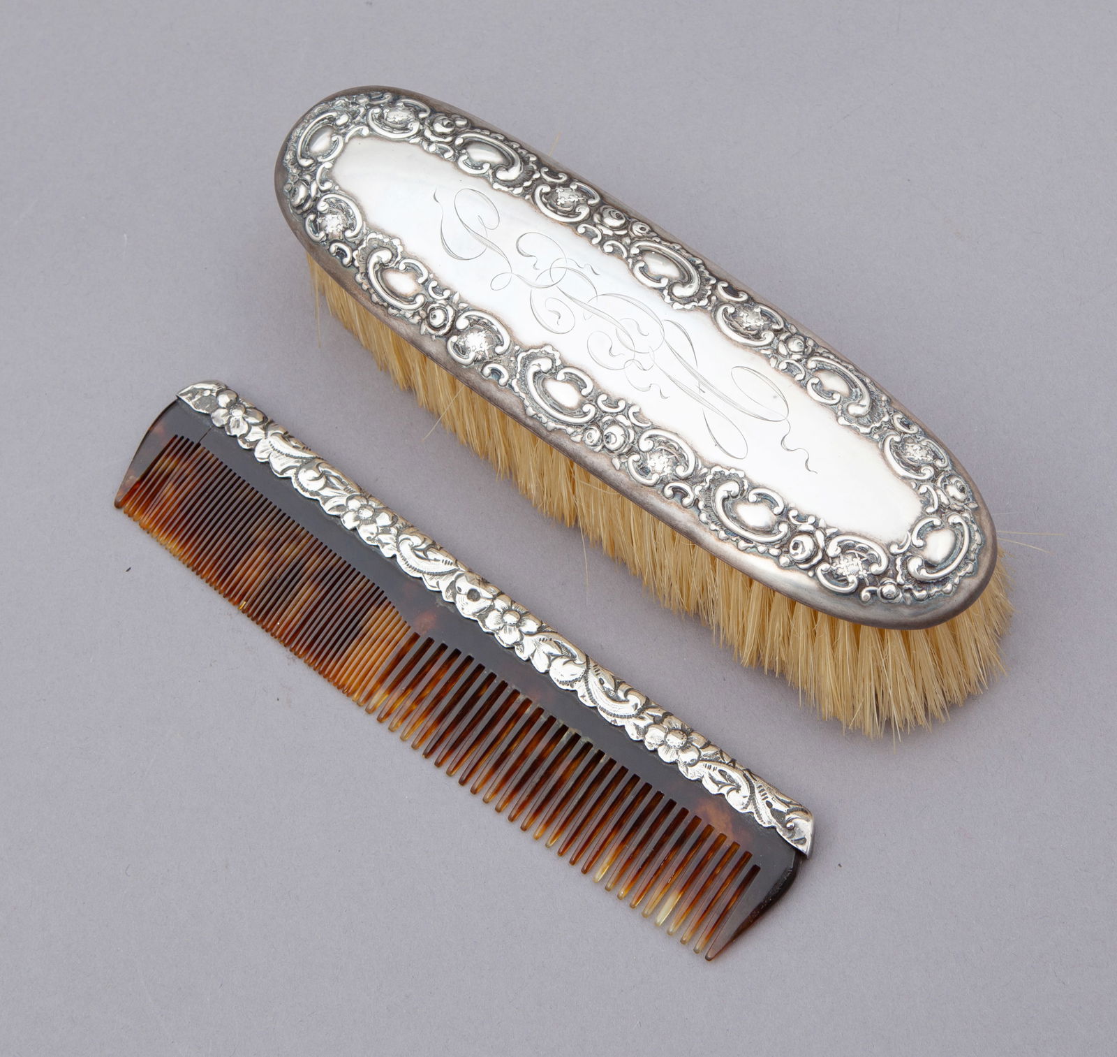 Antique Sterling Silver Comb and Brush (1 of 7)