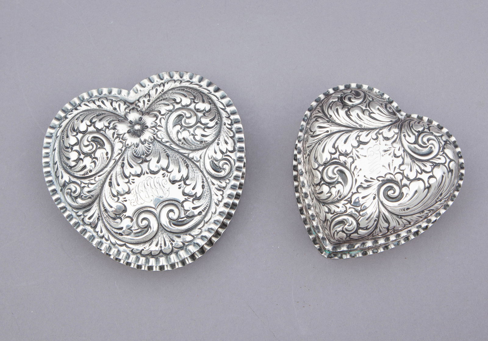Pair of Gorham Sterling Silver Heart Boxes (1 of 7)
