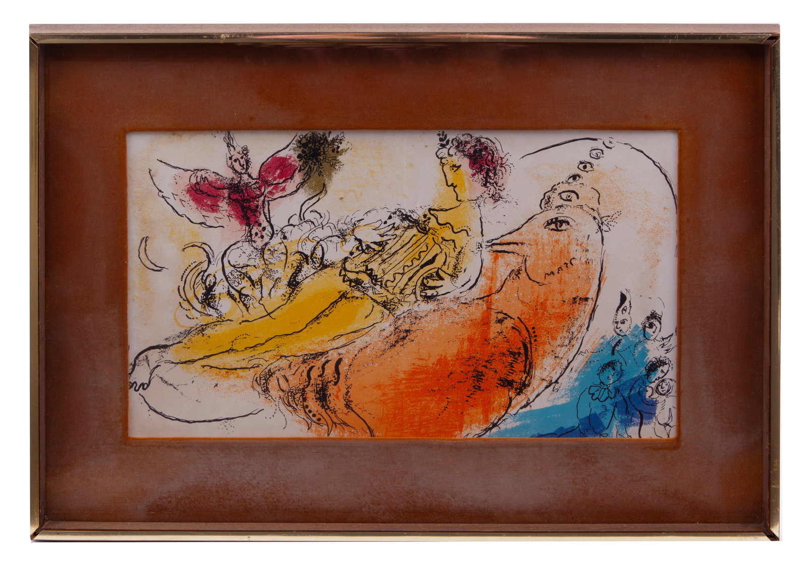 Marc Chagall, The Accordionist, Lithograph: Marc Chagall (German, 1887-19850) The Accordionist Original Lithograph Measurements- 14 x 20 in Framed Measurements- 15 x 21 in Marked on back "#15, Accordionist, Chagall, Original Li