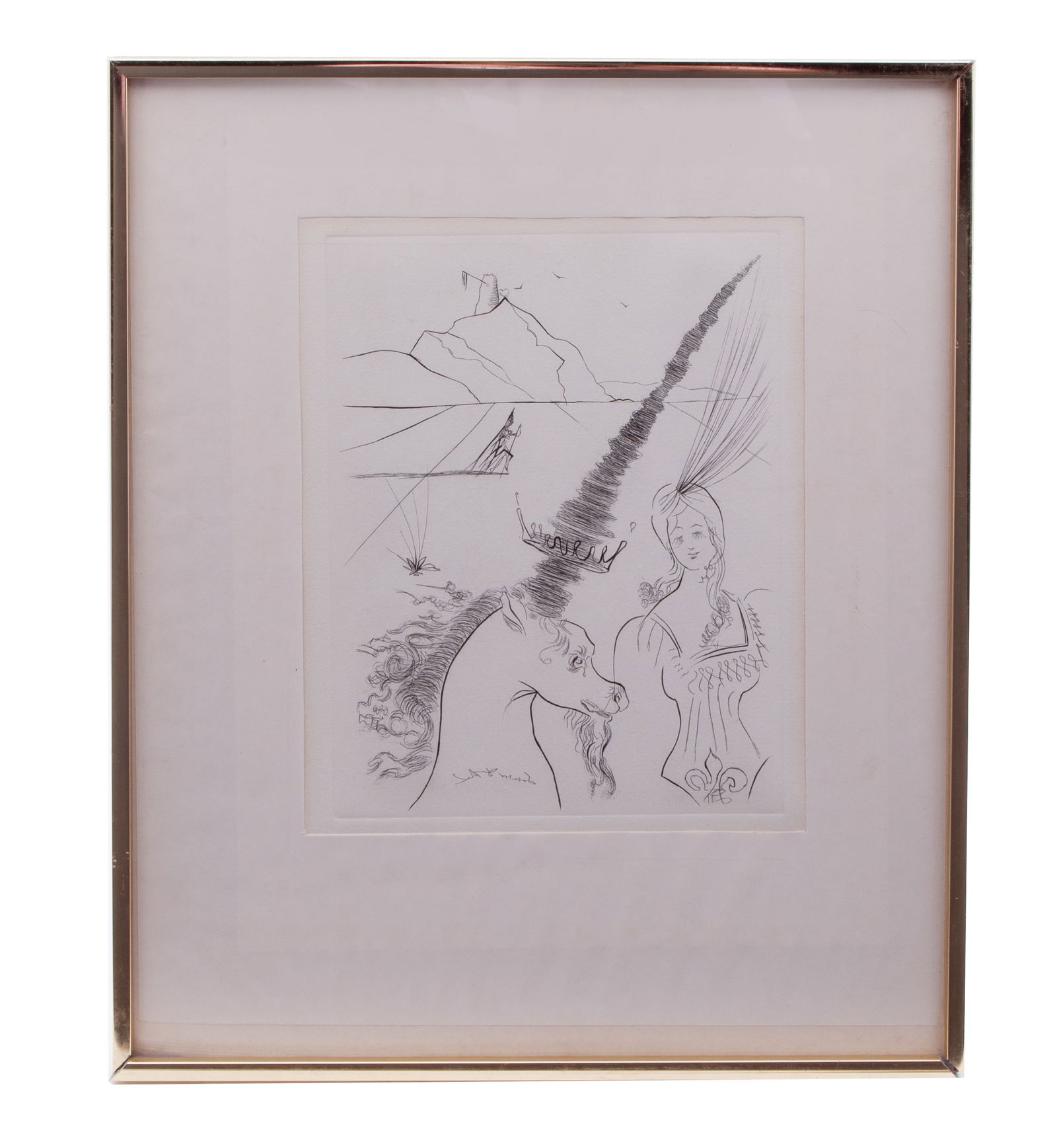 Salvador Dali, Gangeride (Lady and the Unicorn) Etching (1 of 5)