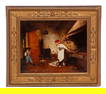 Eugenio Zampighi, Italian Kitchen Scene, Oil on Canvas