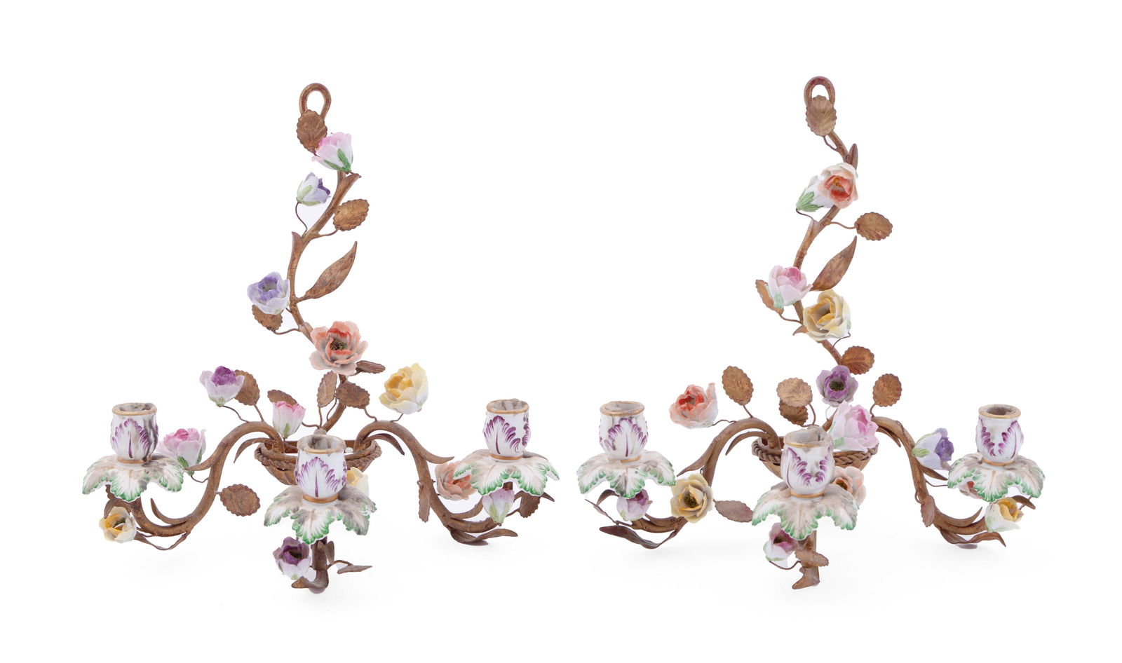 Pair of 19th Century Dore Bronze and Meissen Porcelain Wall Candelabras (1 of 10)