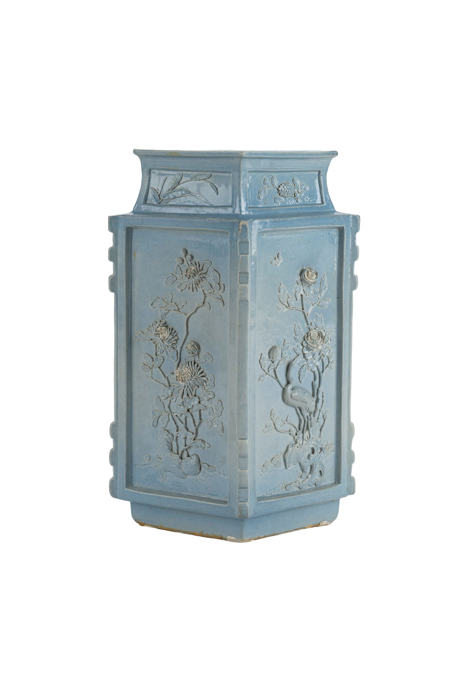 Chinese Republic Carved Porcelain Rhombus Vase (1 of 11)