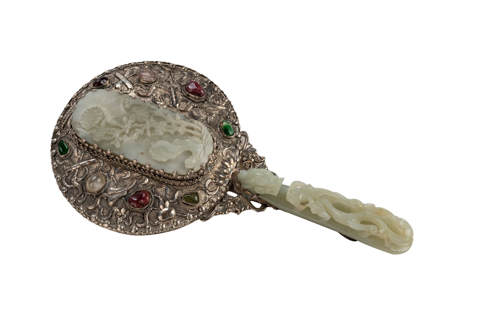 Chinese Silver Mounted Hand Mirror (1 of 2)