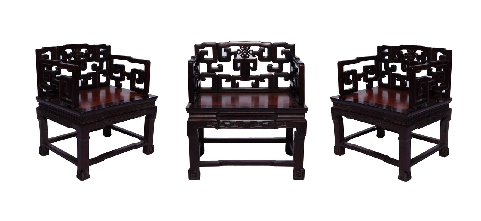 Set of Three Chinese Qing Suzhou School Rosewood Chairs (1 of 5)