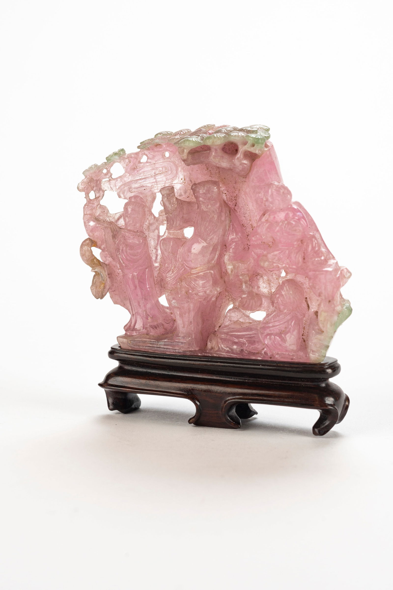 Chinese Qing Caved Pink Tourmaline Sculpture (1 of 7)