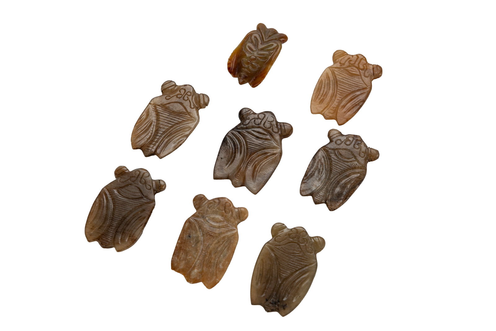 Collection of Eight Chinese Carved Jade Cicadas (1 of 2)