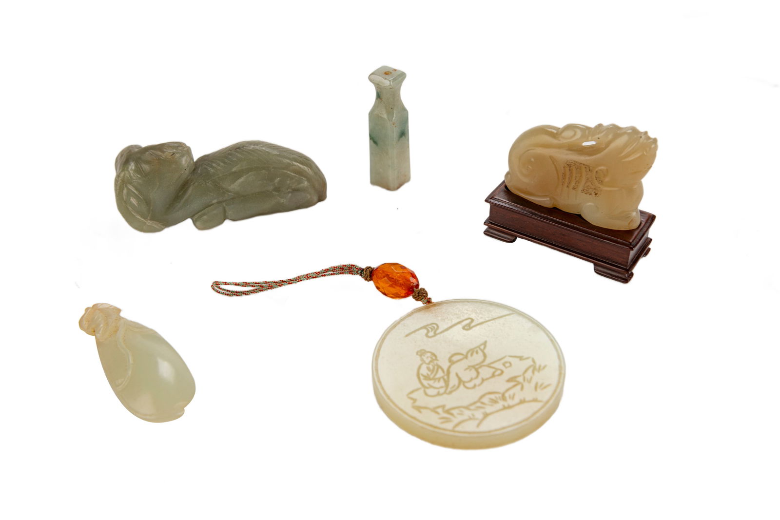 Five Pieces Chinese Carved Jade Toggles (1 of 14)