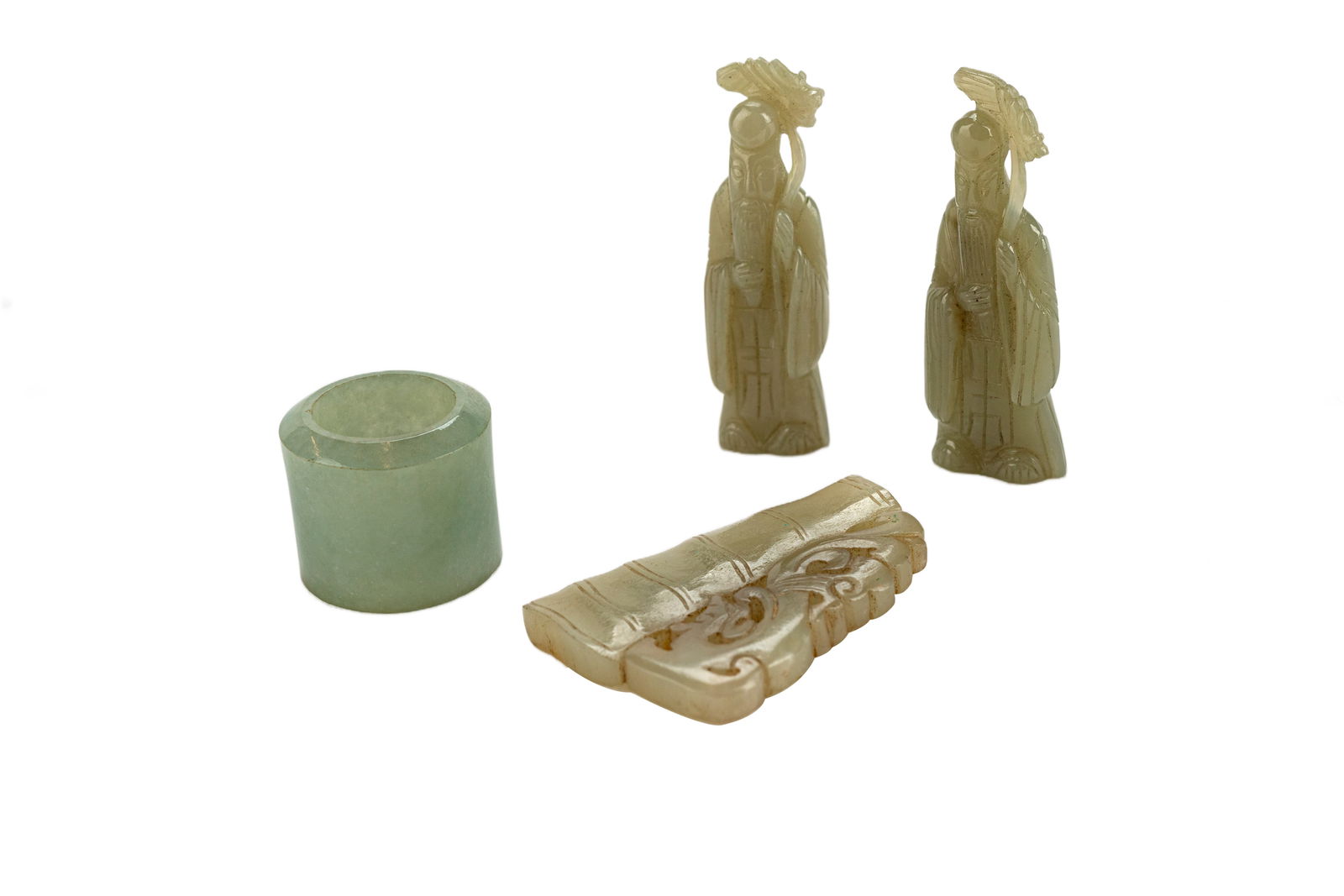 Four Chinese Qing Carved Jade Pieces (1 of 9)