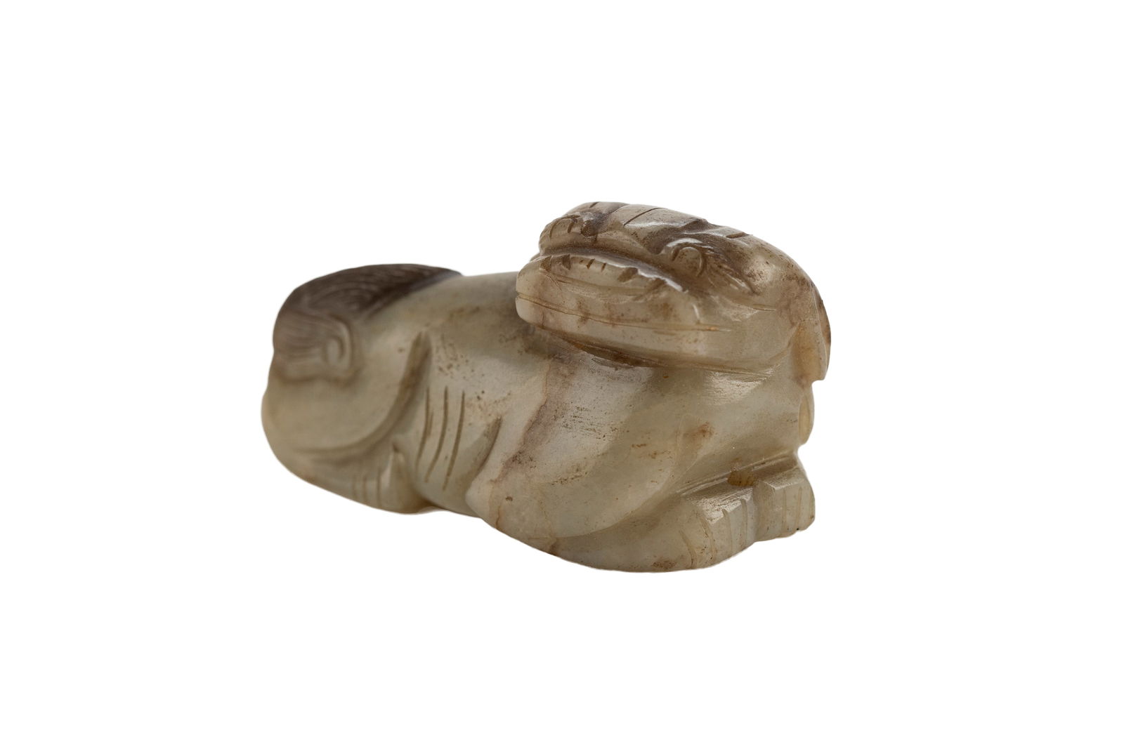 Chinese Ming Carved Jade Animal: Dated circa 16th - 17th century. Measuring L 2.5 in 
