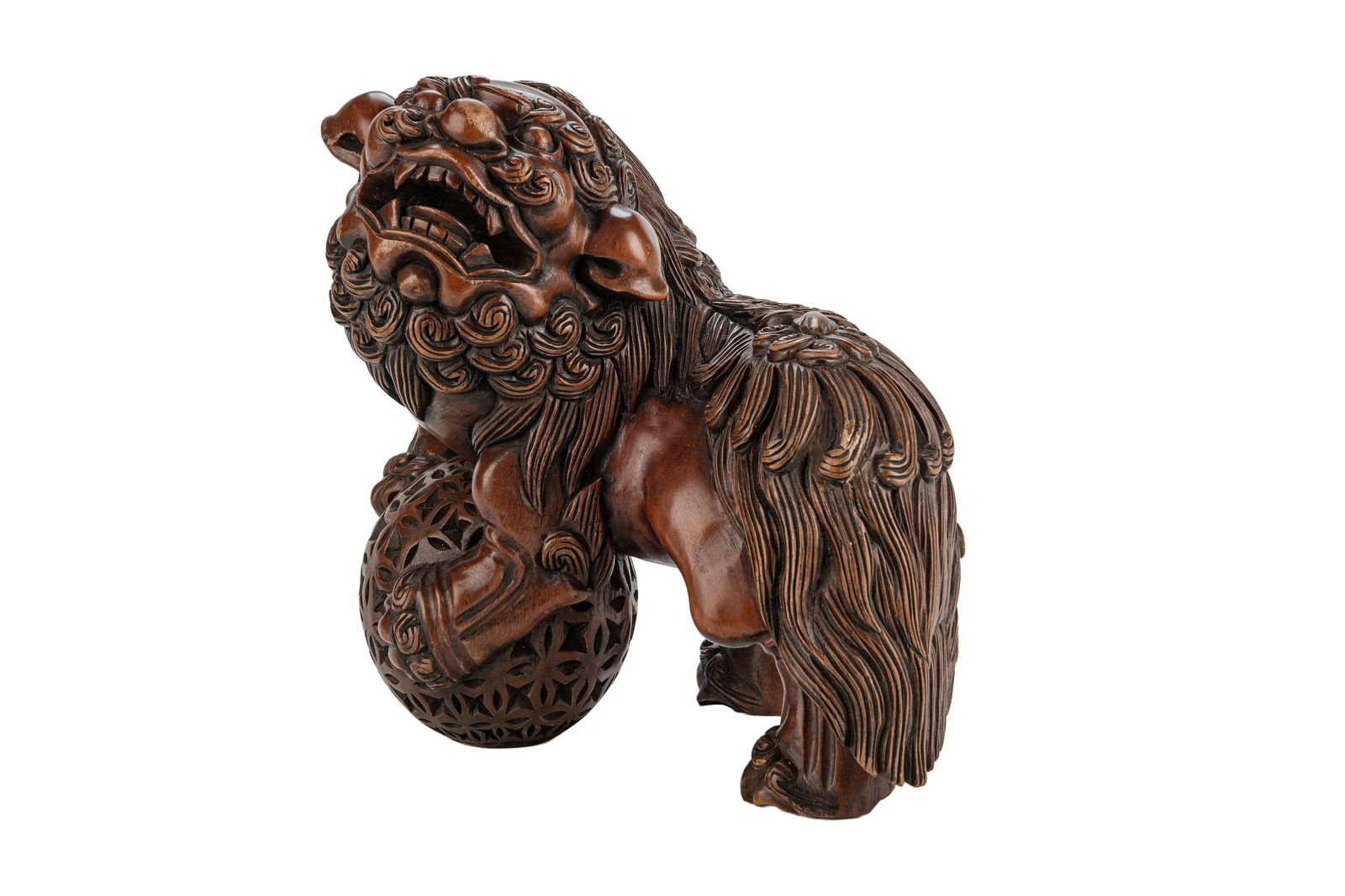 Large Chinese Carved Wood Foo Dog (1 of 6)