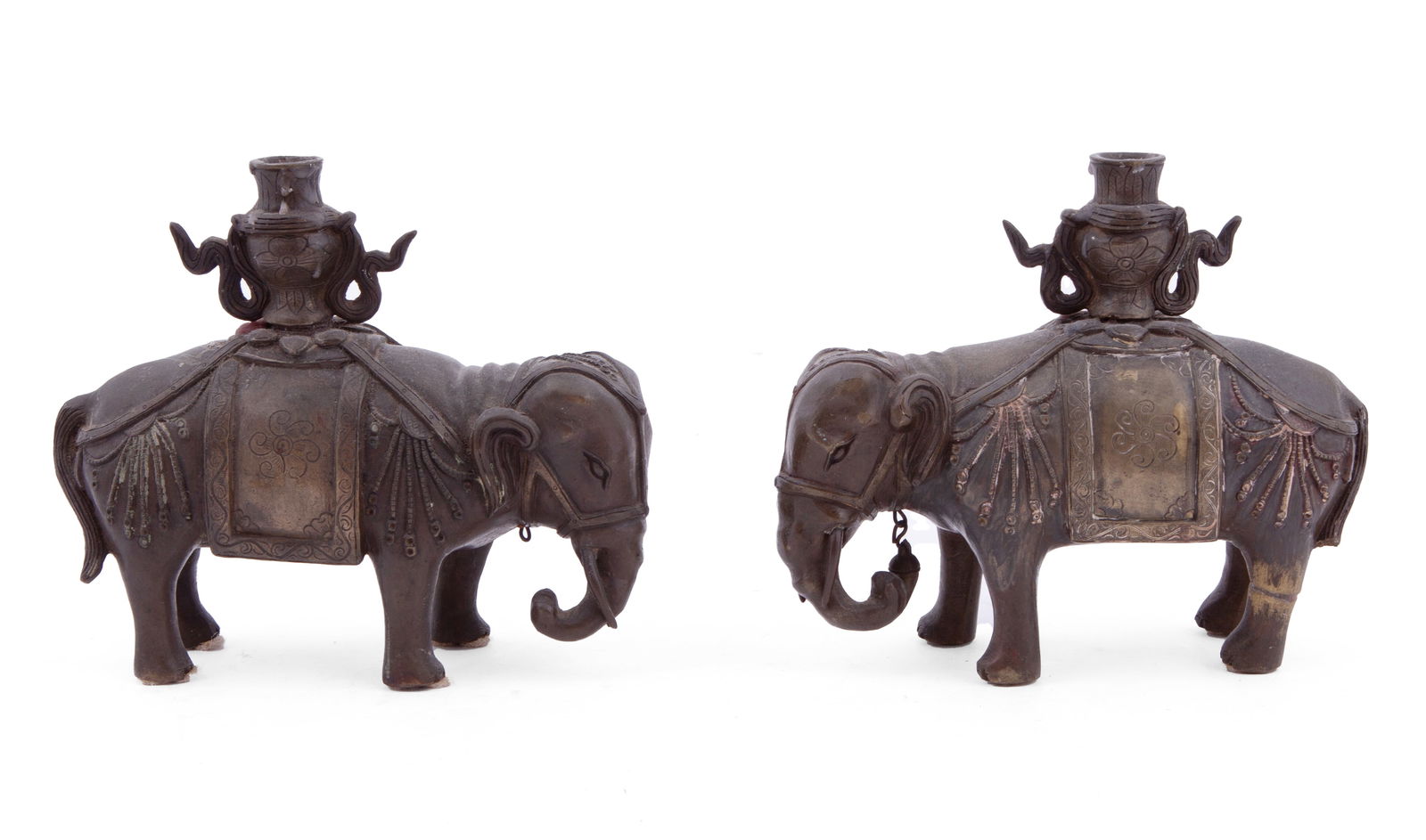 Pair of Chinese Bronze Elephant Candle Holders (1 of 5)