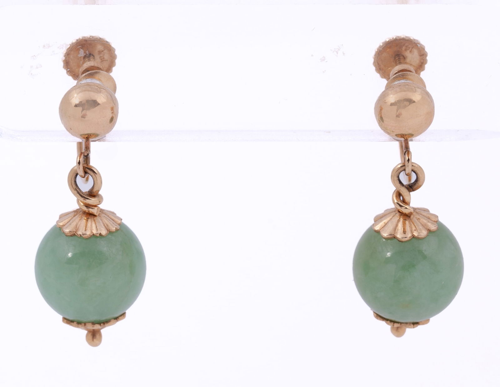 14kt Gold and Jade Drop Earrings (1 of 5)