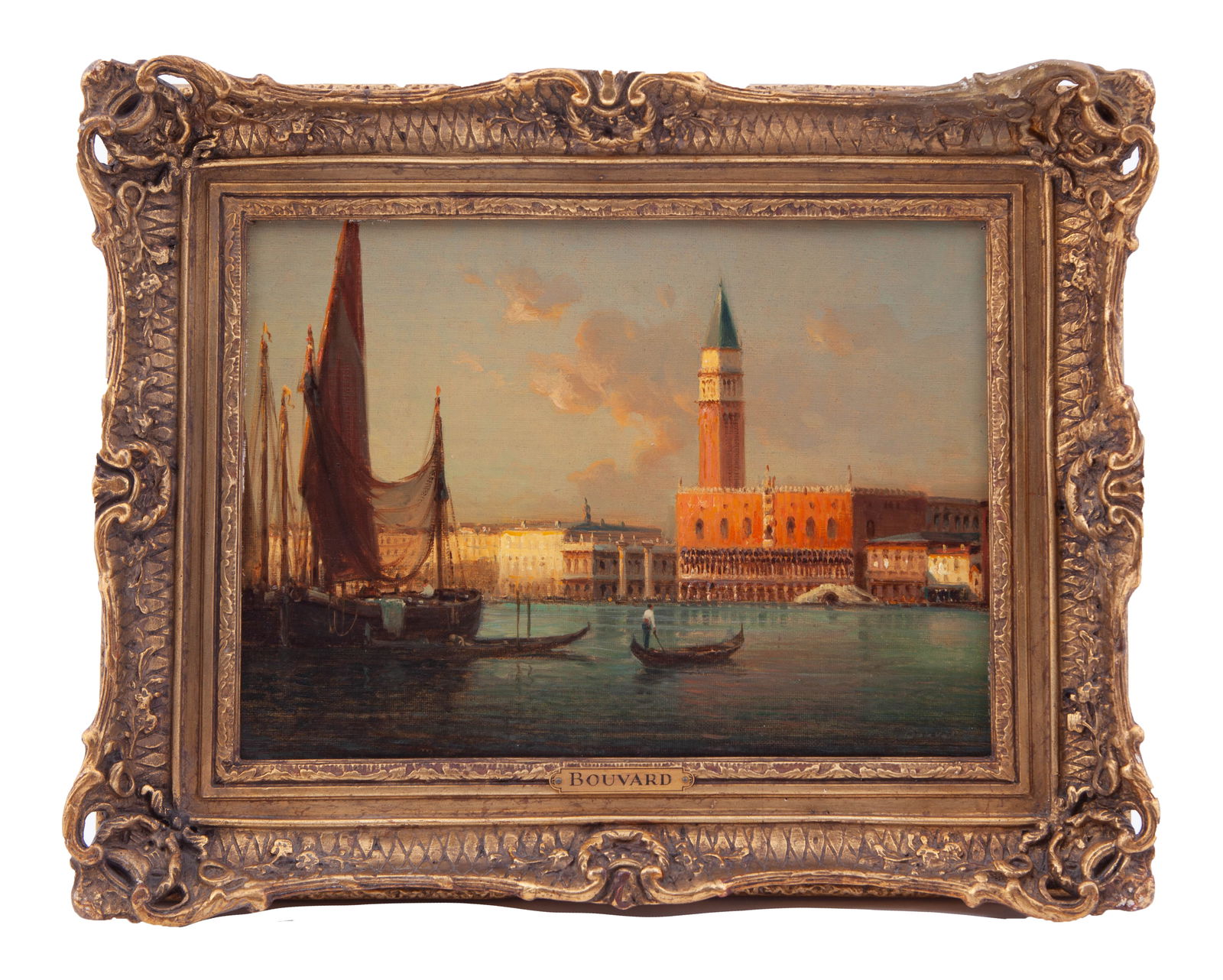 Antoine Bouvard, Boats in the Venetian Harbor, Oil on Canvas (1 of 6)