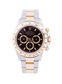 Rolex Black Dial Daytona Two Tone Wristwatch