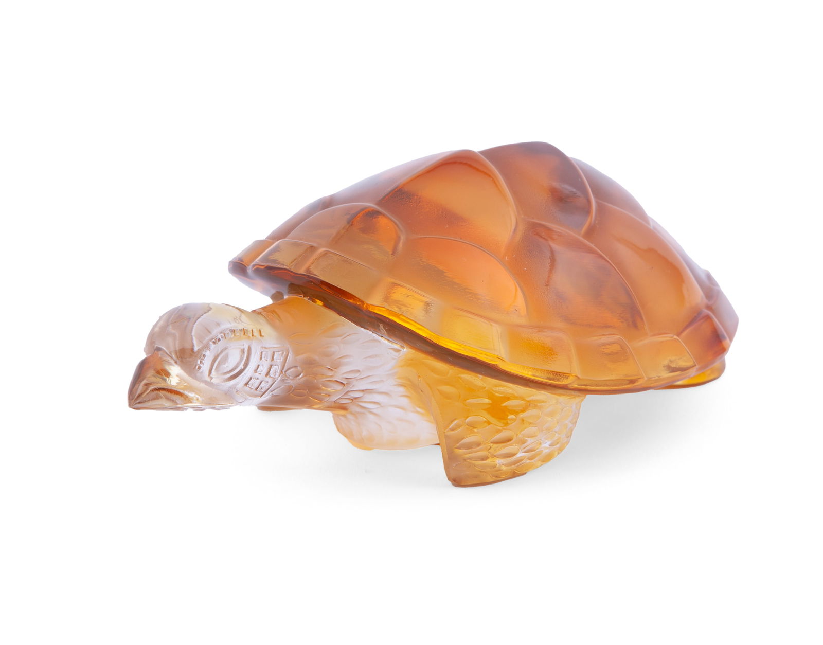 Lalique Caroline Art Glass Amber Paperweight Turtle (1 of 7)