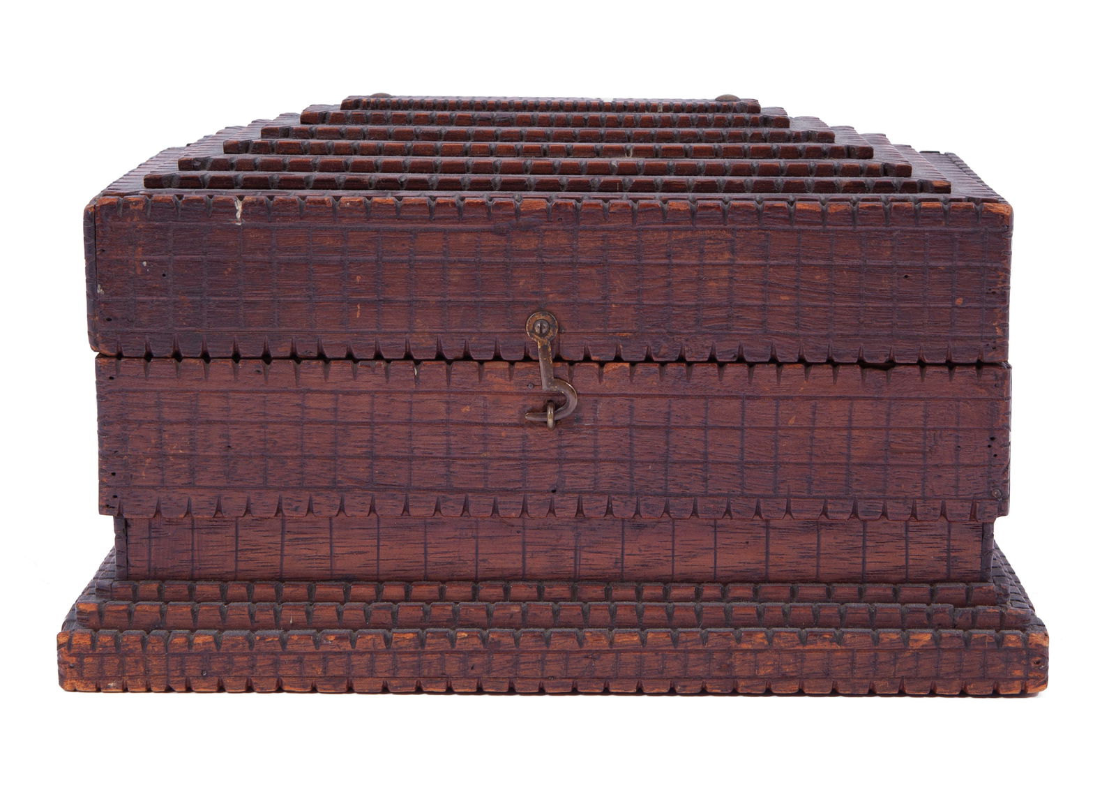 Antique American Tramp Art Wooden Box (1 of 7)