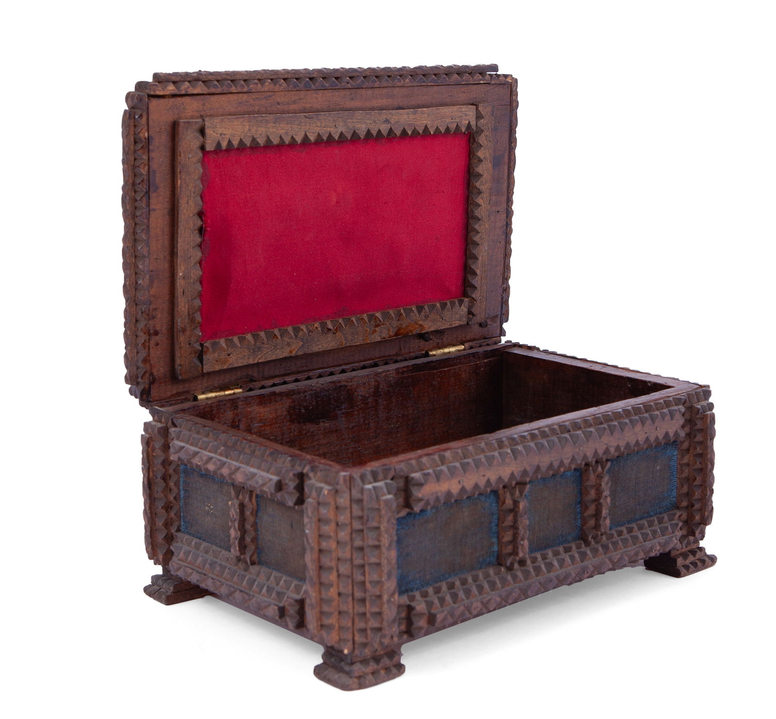 Antique American Tramp Art Jewelry Box (1 of 8)