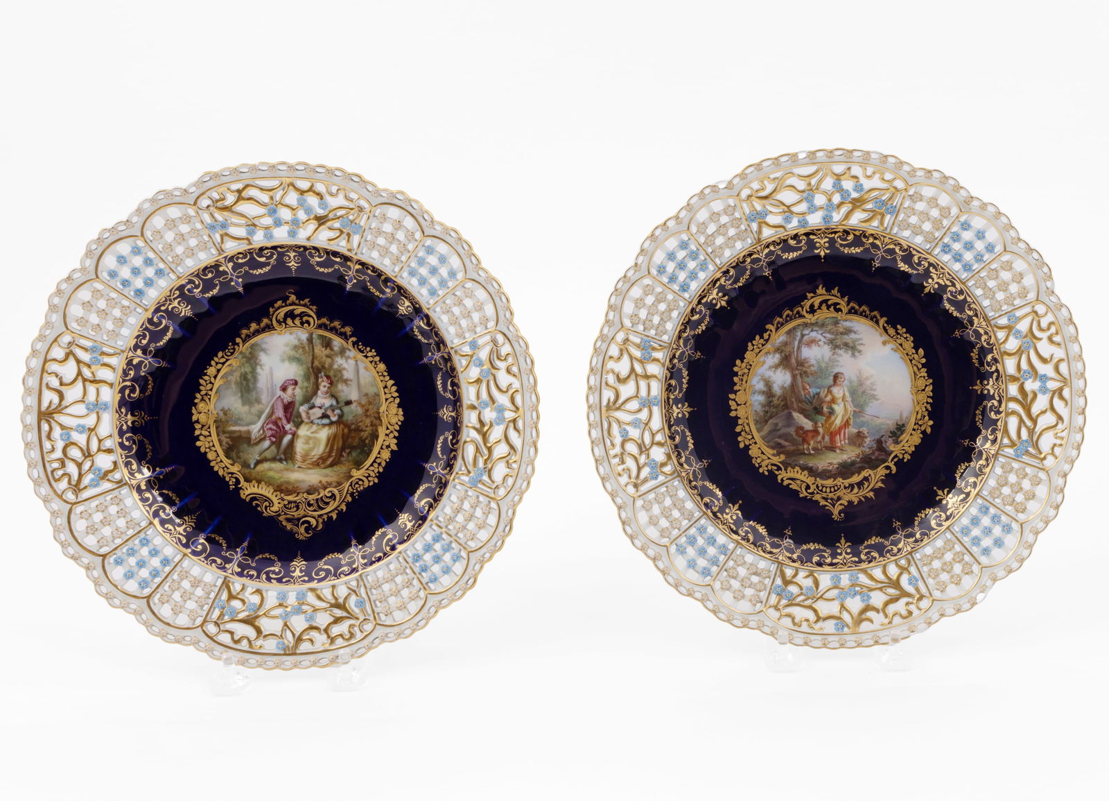 Pair of 19th Century Meissen Reticulated Plates (1 of 6)