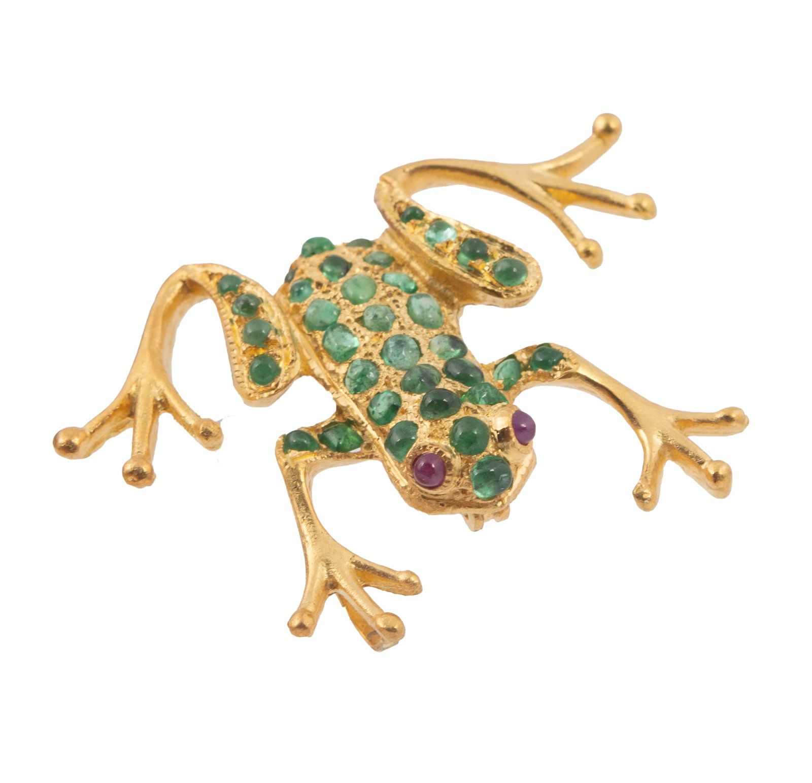 Emerald and Ruby Gold Frog Brooch (1 of 4)