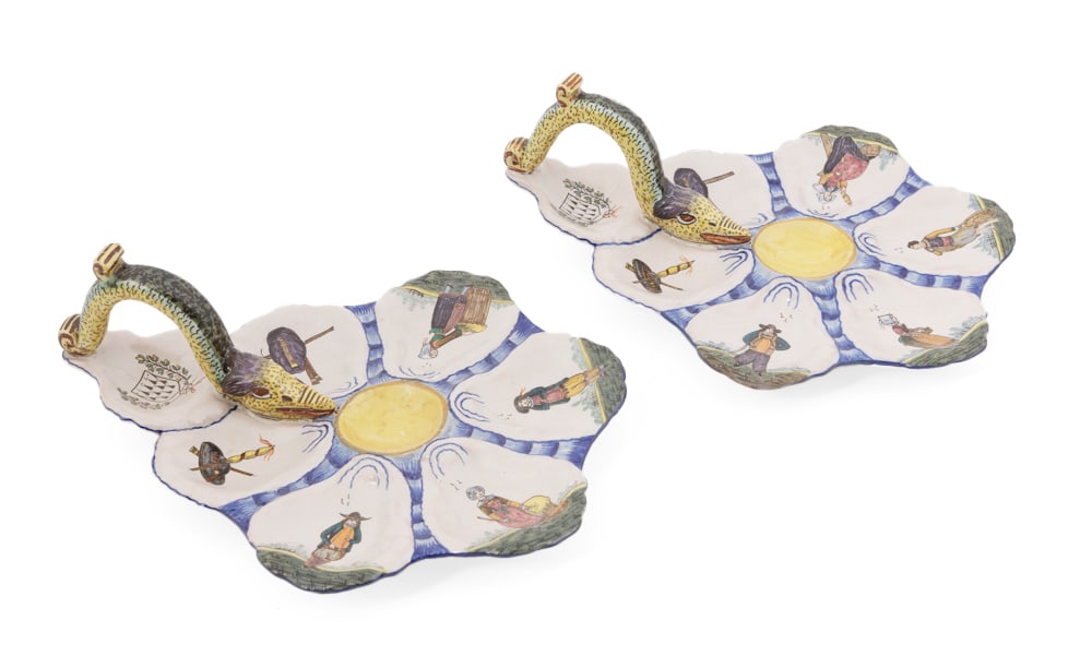 Pair of French Faience Oyster Plates by De la Hubaudi?¨re (1 of 5)