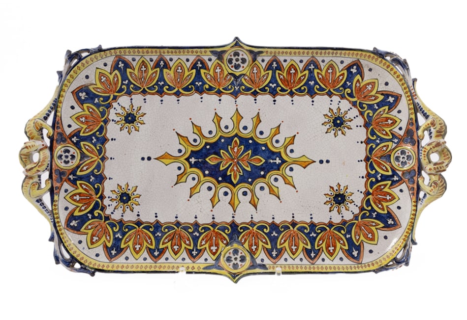 French Faience Quimper Handled Platter (1 of 4)