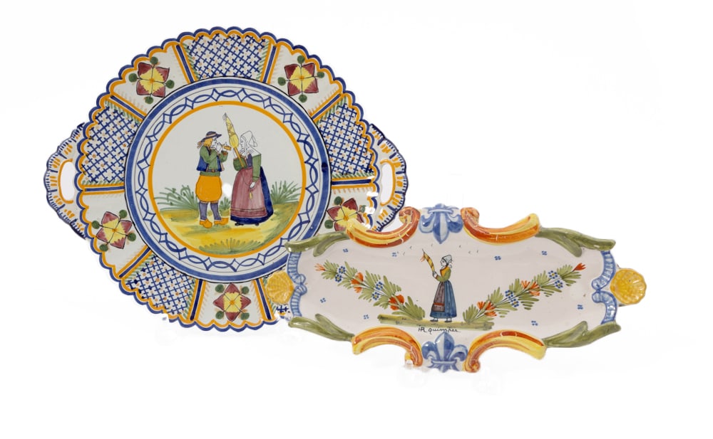 Pair of French Faience Decorative Trays by Henriot Quimper (1 of 8)