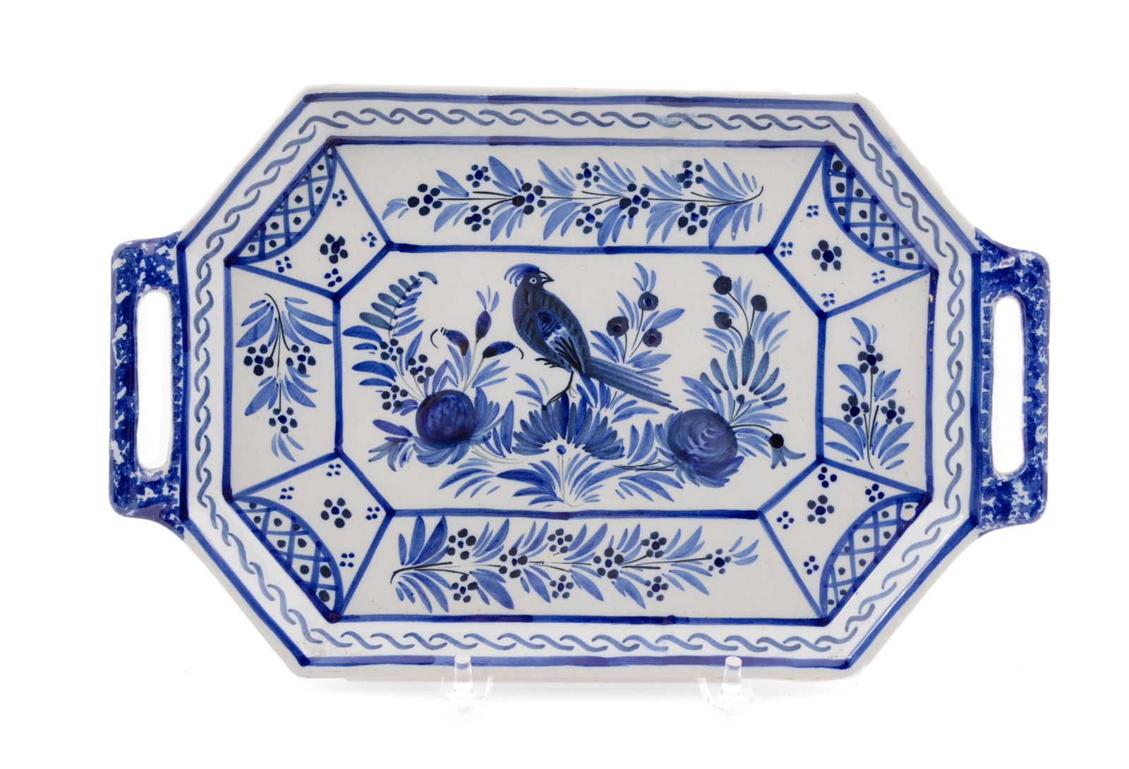 French Faience Monochrome Blue Handled Platter by De La Haubardiere Quimper (1 of 5)